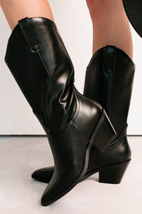 Roads Ahead Modern Mid Calf Western Boots (Black) - NanaMacs