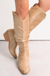 Stomp & Strut Faux Suede Slouch Boots (Light Sand) - NanaMacs