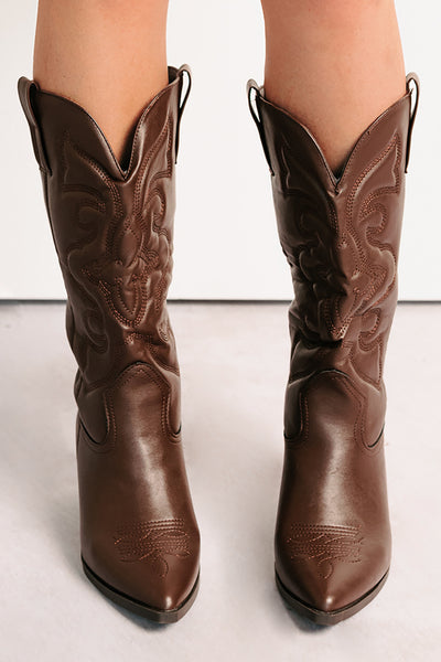 Cowgirl Glow Pointed Toe Western Boots (Brown) - NanaMacs