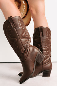 Cowgirl Glow Pointed Toe Western Boots (Brown) - NanaMacs