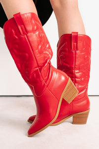 Cowgirl Glow Pointed Toe Western Boots (Red) - NanaMacs