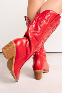 Cowgirl Glow Pointed Toe Western Boots (Red) - NanaMacs