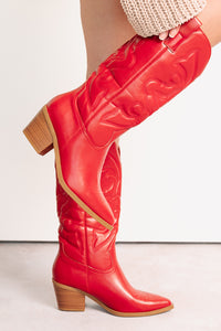 Cowgirl Glow Pointed Toe Western Boots (Red) - NanaMacs