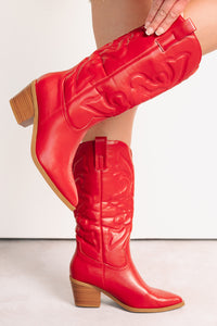 Cowgirl Glow Pointed Toe Western Boots (Red) - NanaMacs