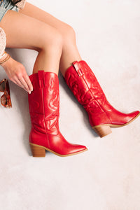 Cowgirl Glow Pointed Toe Western Boots (Red) - NanaMacs