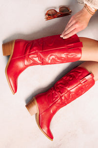 Cowgirl Glow Pointed Toe Western Boots (Red) - NanaMacs