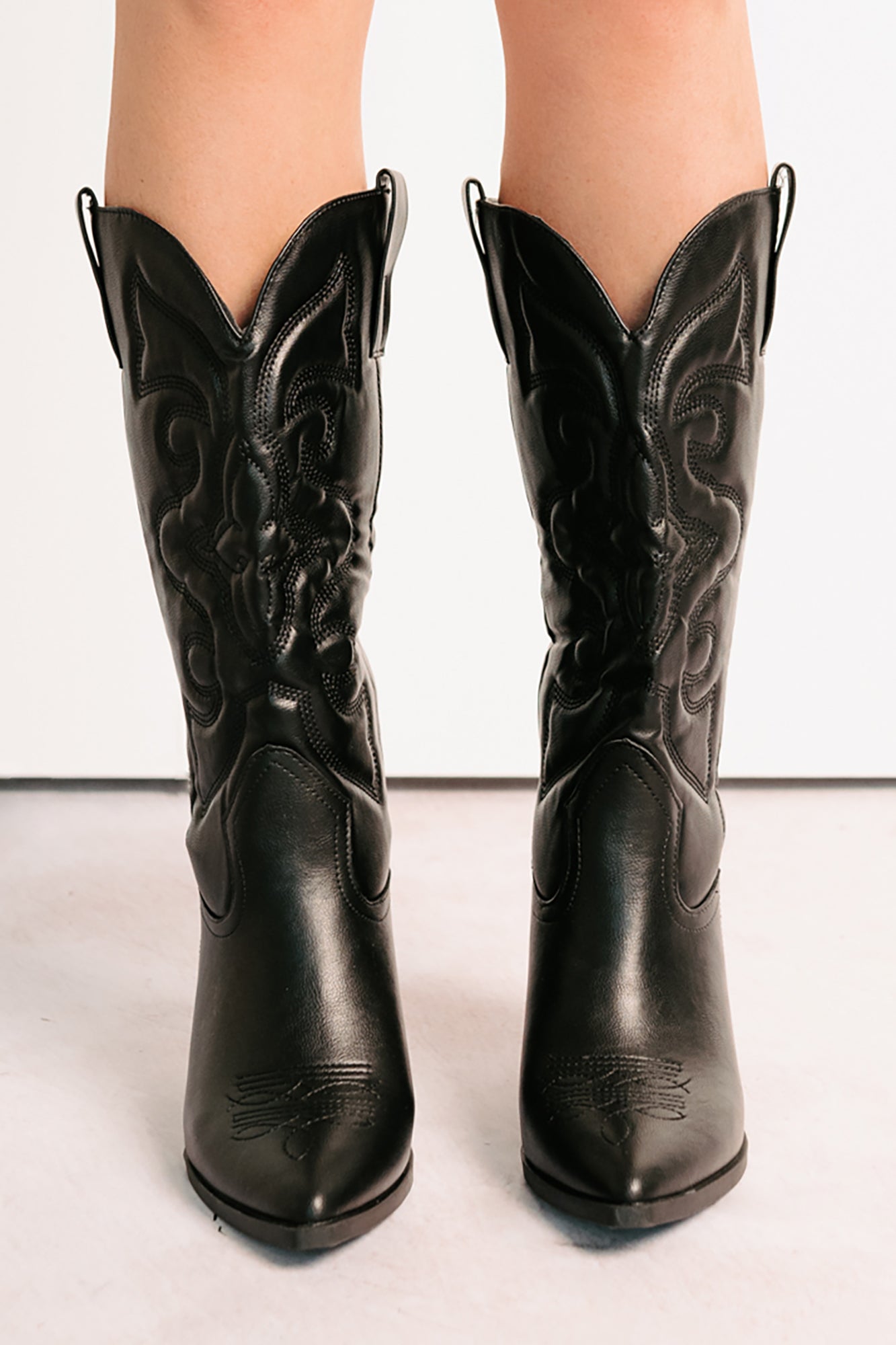 Cowgirl Glow Pointed Toe Western Boots (Black) - NanaMacs