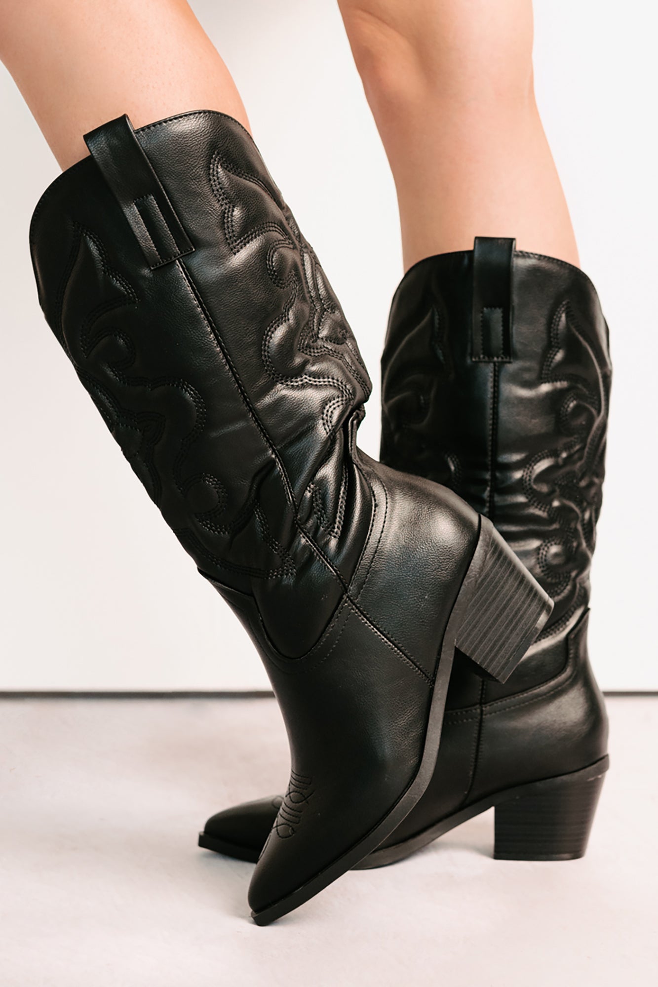 Cowgirl Glow Pointed Toe Western Boots (Black) - NanaMacs