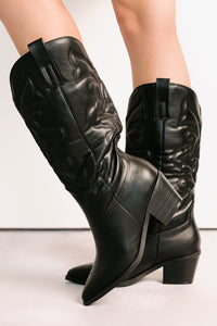 Cowgirl Glow Pointed Toe Western Boots (Black) - NanaMacs