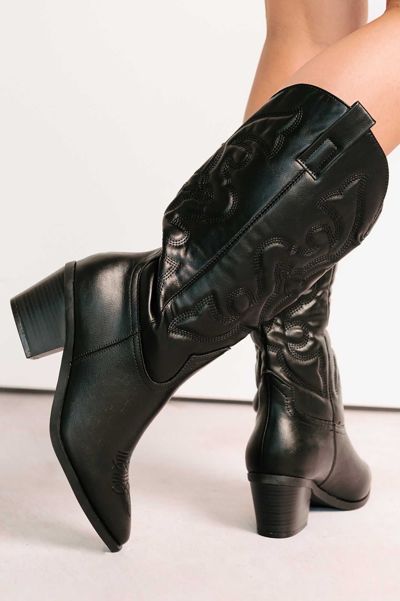 Cowgirl Glow Pointed Toe Western Boots (Black) - NanaMacs