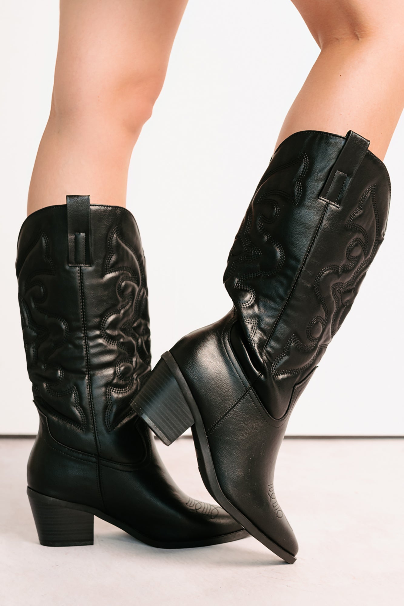 Cowgirl Glow Pointed Toe Western Boots (Black) - NanaMacs