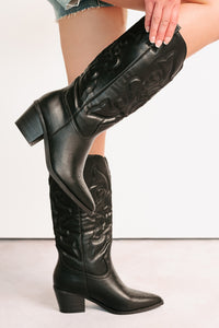 Cowgirl Glow Pointed Toe Western Boots (Black) - NanaMacs