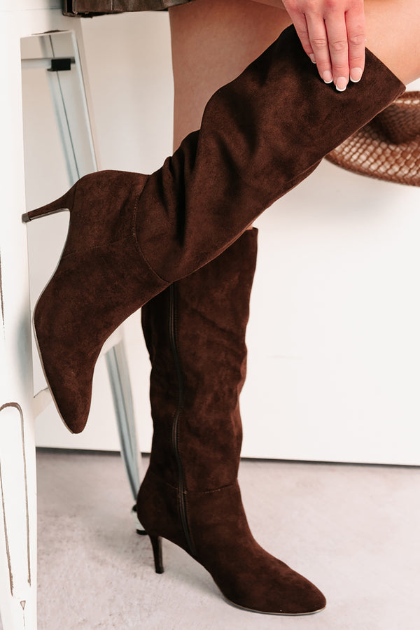 Staying Strong Faux Suede Stiletto Heel Boots (Brown) - NanaMacs