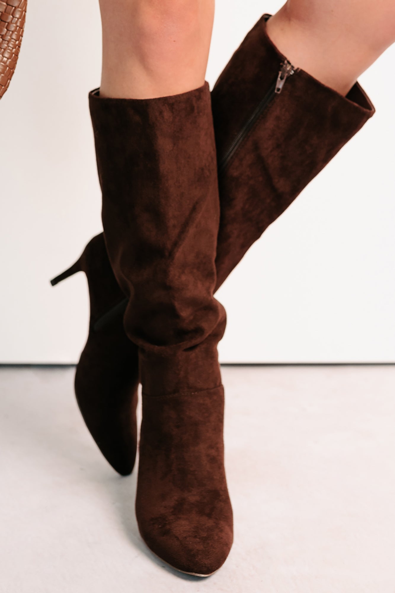 Staying Strong Faux Suede Stiletto Heel Boots (Brown) - NanaMacs