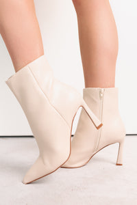 Queen Status Pointed Toe Heeled Booties (Ivory Matte) - NanaMacs