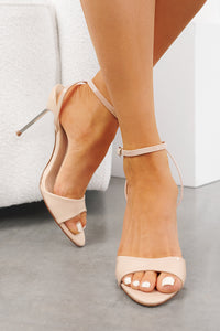 Glam Up Now Stiletto Ankle Strap Heels (Beige) - NanaMacs