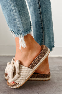 Glow & Go Bow Strap Cork Sole Sandals (Beige) - NanaMacs