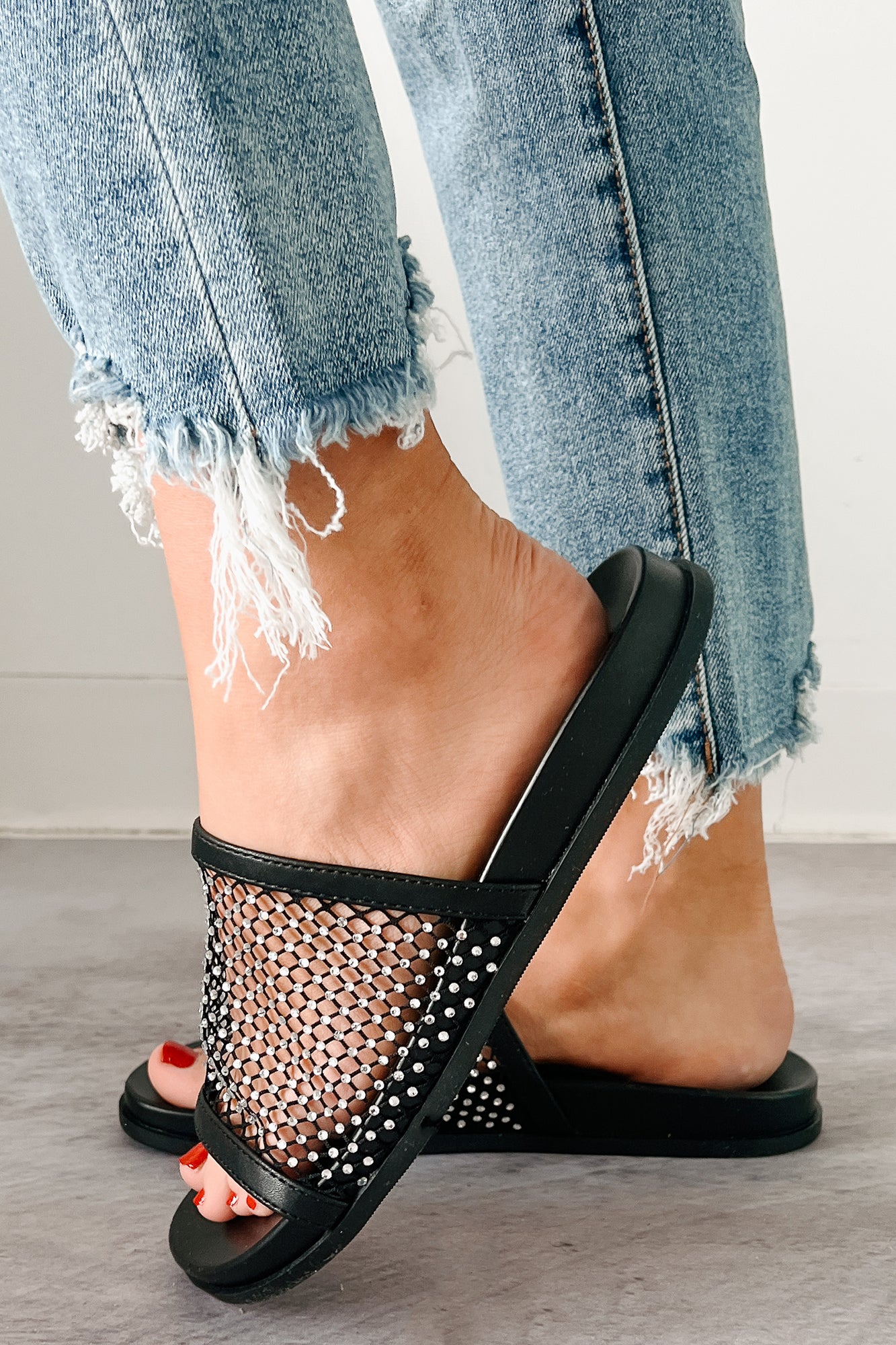 Women's Shine On You Rhinestone Mesh Slide Sandals in Black - Size 6 Women's Shine On You Rhinestone Mesh Slide Sandals in Black - Size 6
