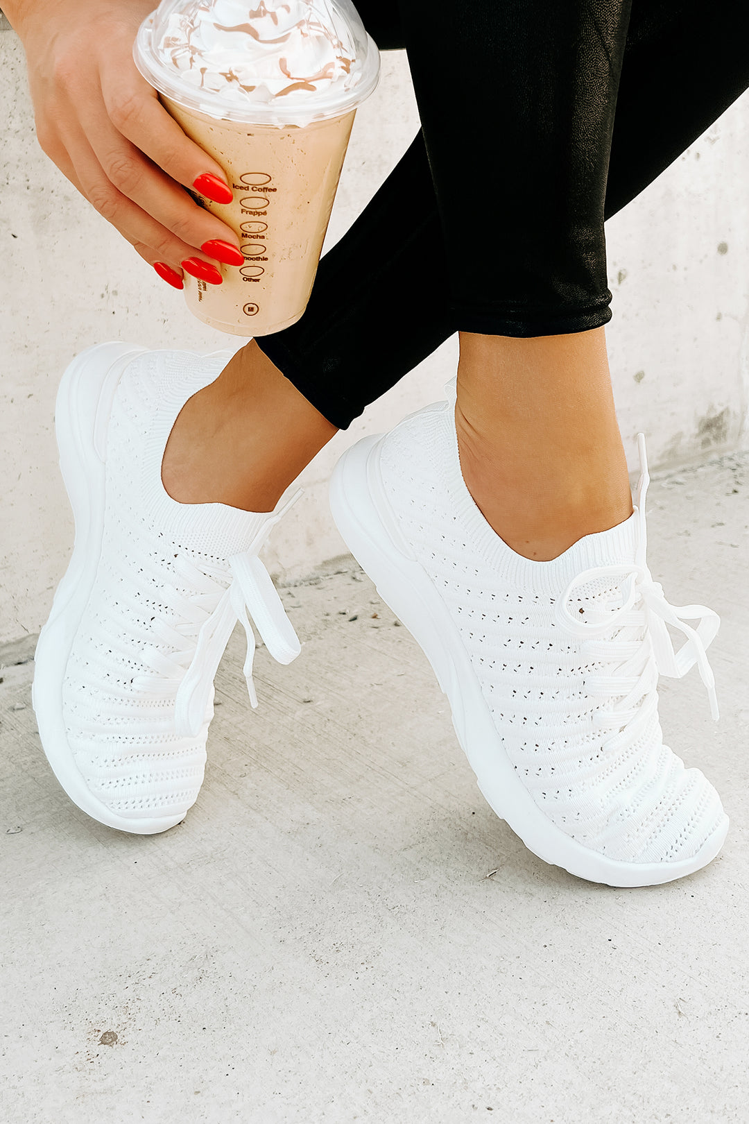I'd Rather Walk Knit Sneaker (White) - NanaMacs