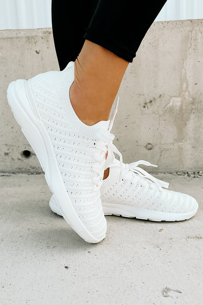 I'd Rather Walk Knit Sneaker (White) - NanaMacs