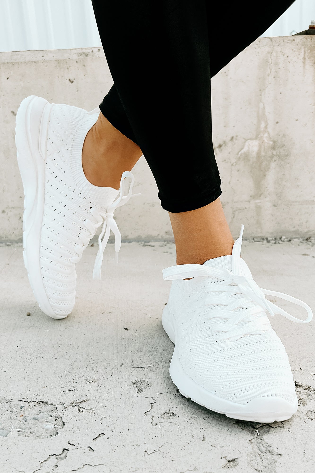 I'd Rather Walk Knit Sneaker (White) - NanaMacs