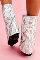 Esperanza Western Stitch Metallic Fold-Over Boots (Silver) - NanaMacs