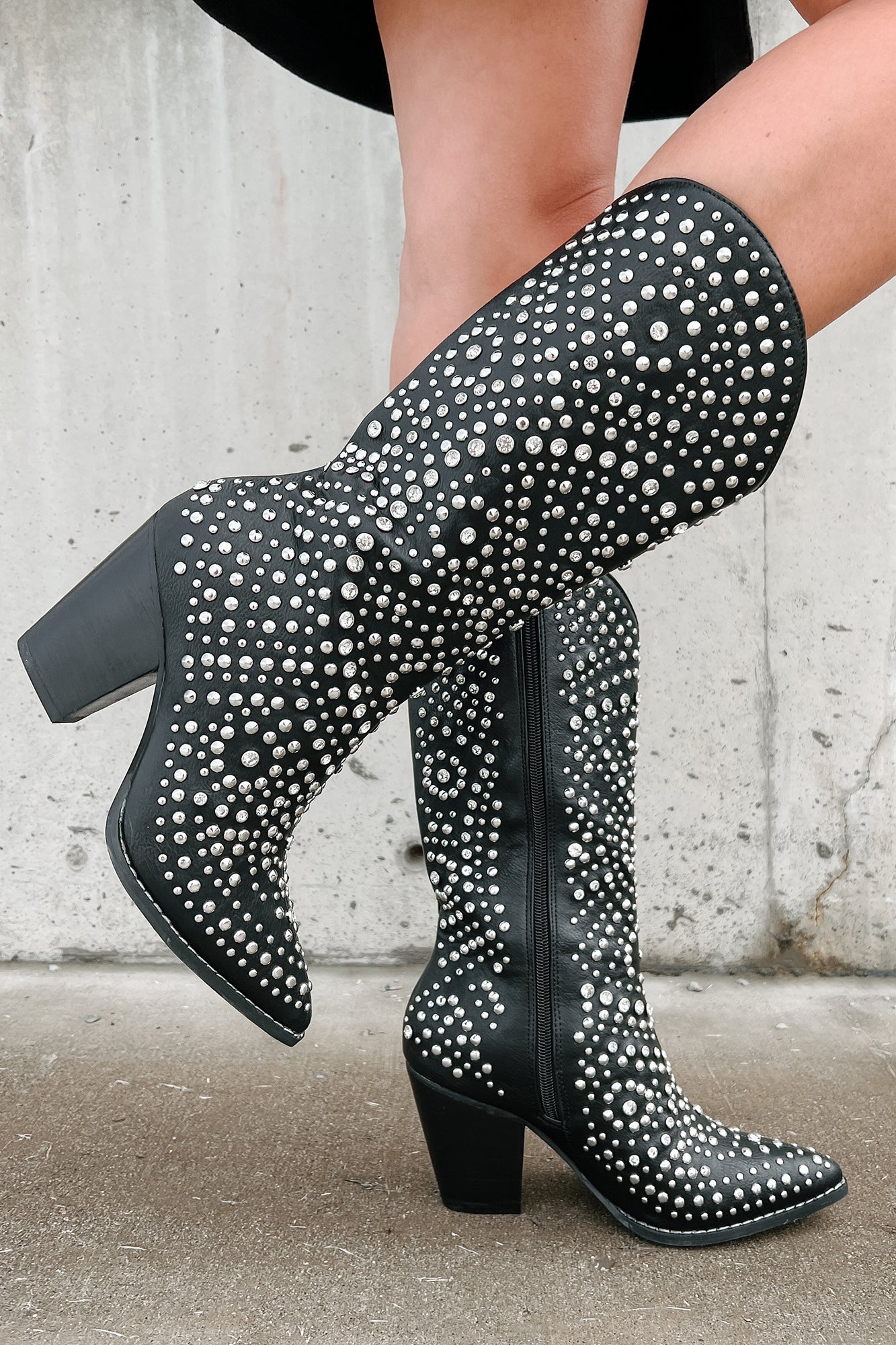 Black studded outlet western boots