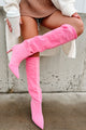 My Single Days Heeled Denim Boots (Pink Denim) - NanaMacs