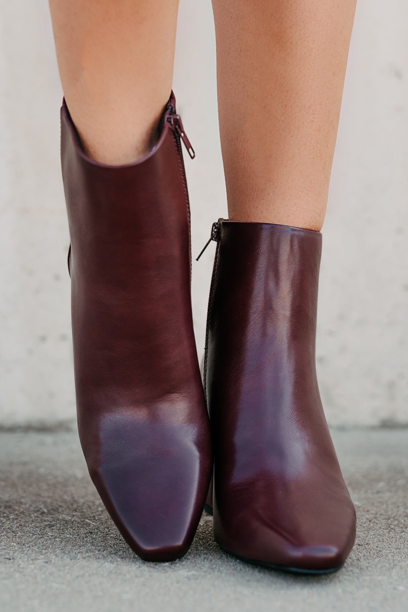 Polished Path Block Heel Ankle Boots (Wine) - NanaMacs