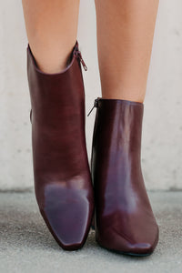 Polished Path Block Heel Ankle Boots (Wine) - NanaMacs