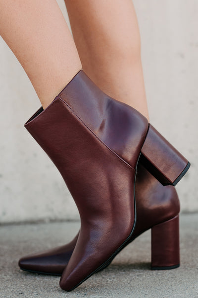 Polished Path Block Heel Ankle Boots (Wine) - NanaMacs