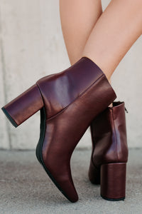 Polished Path Block Heel Ankle Boots (Wine) - NanaMacs