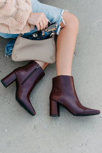 Polished Path Block Heel Ankle Boots (Wine) - NanaMacs