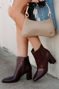 Polished Path Block Heel Ankle Boots (Wine) - NanaMacs