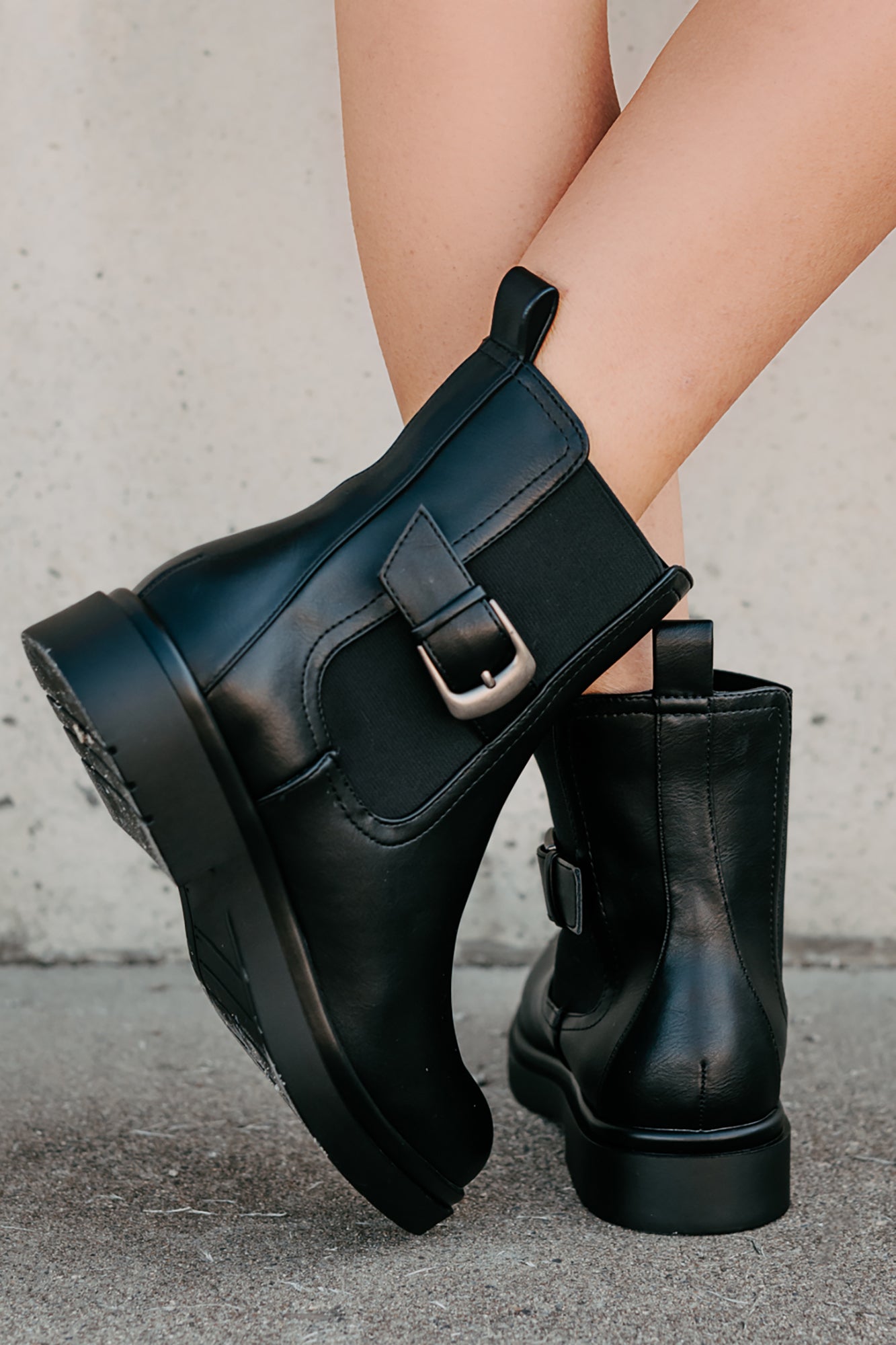 Me After You Platform Round Toe Booties (Black) - NanaMacs