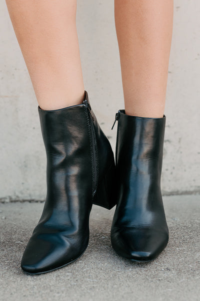 Polished Path Block Heel Ankle Boots (Black) - NanaMacs