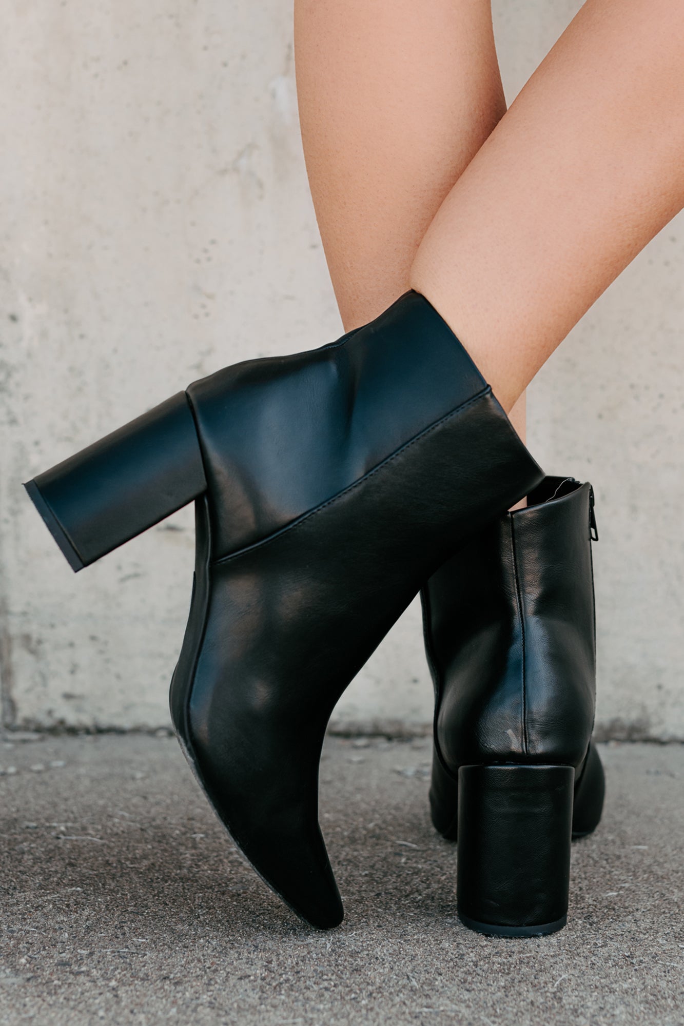 Polished Path Block Heel Ankle Boots (Black) - NanaMacs