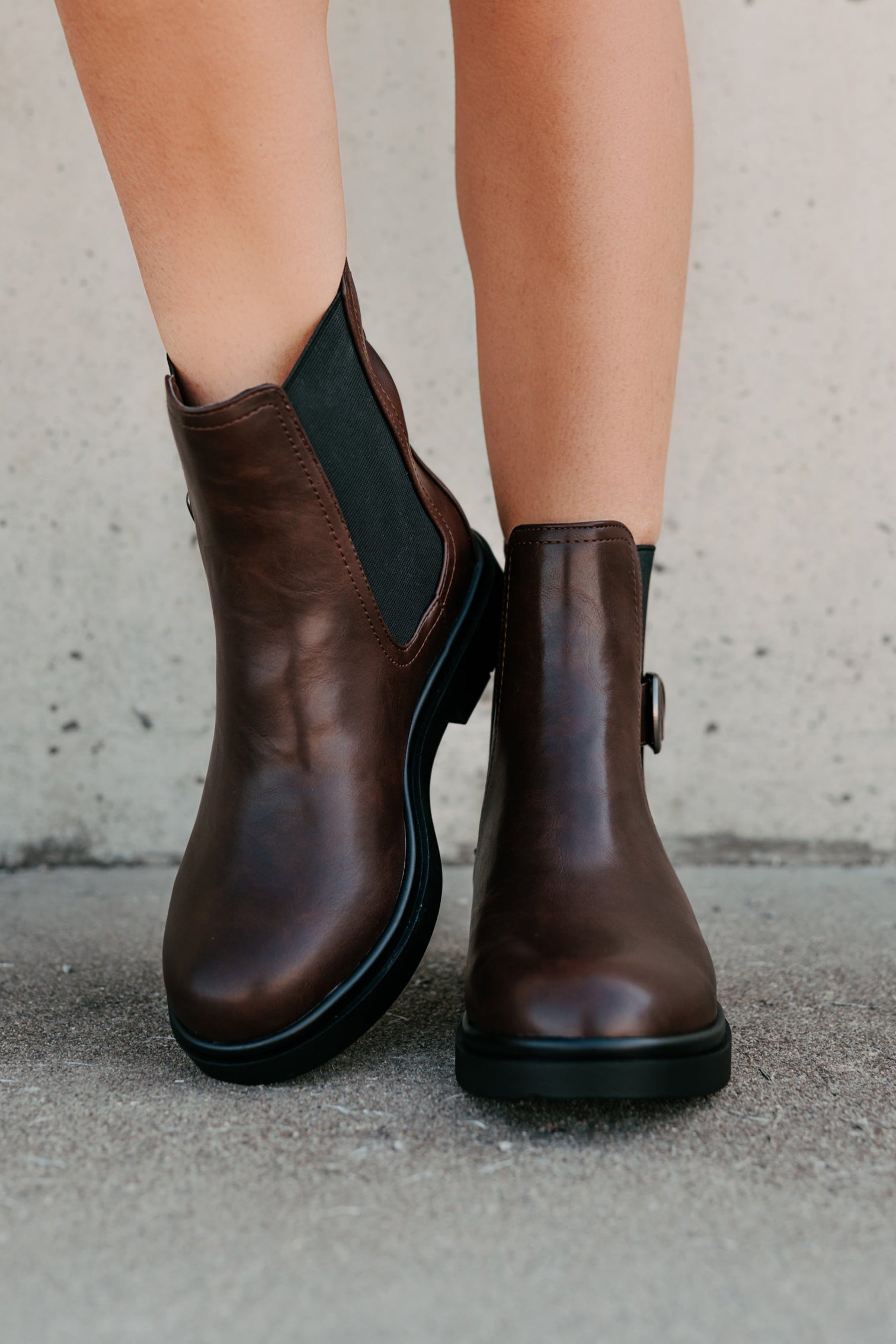 Me After You Platform Round Toe Booties (Brown) - NanaMacs