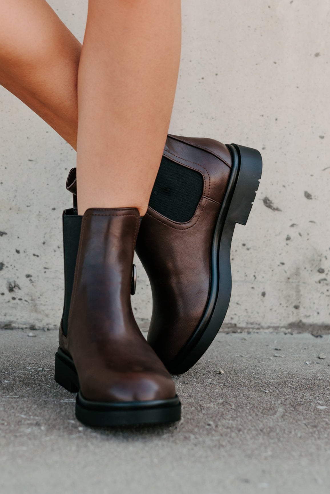 Me After You Platform Round Toe Booties (Brown) - NanaMacs