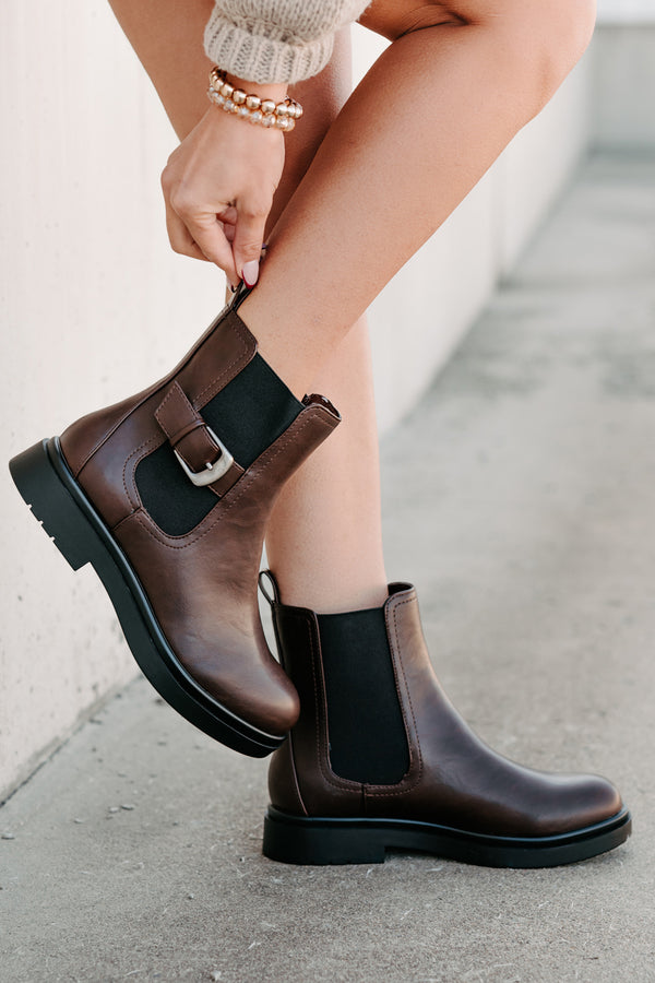 Me After You Platform Round Toe Booties (Brown) - NanaMacs