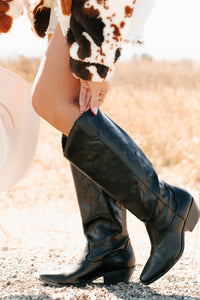 A Wild Ride Faux Leather Western Boots (Black) - NanaMacs