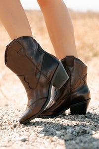 Blossom & Boots Pointed Toe Western Booties (Brown) - NanaMacs