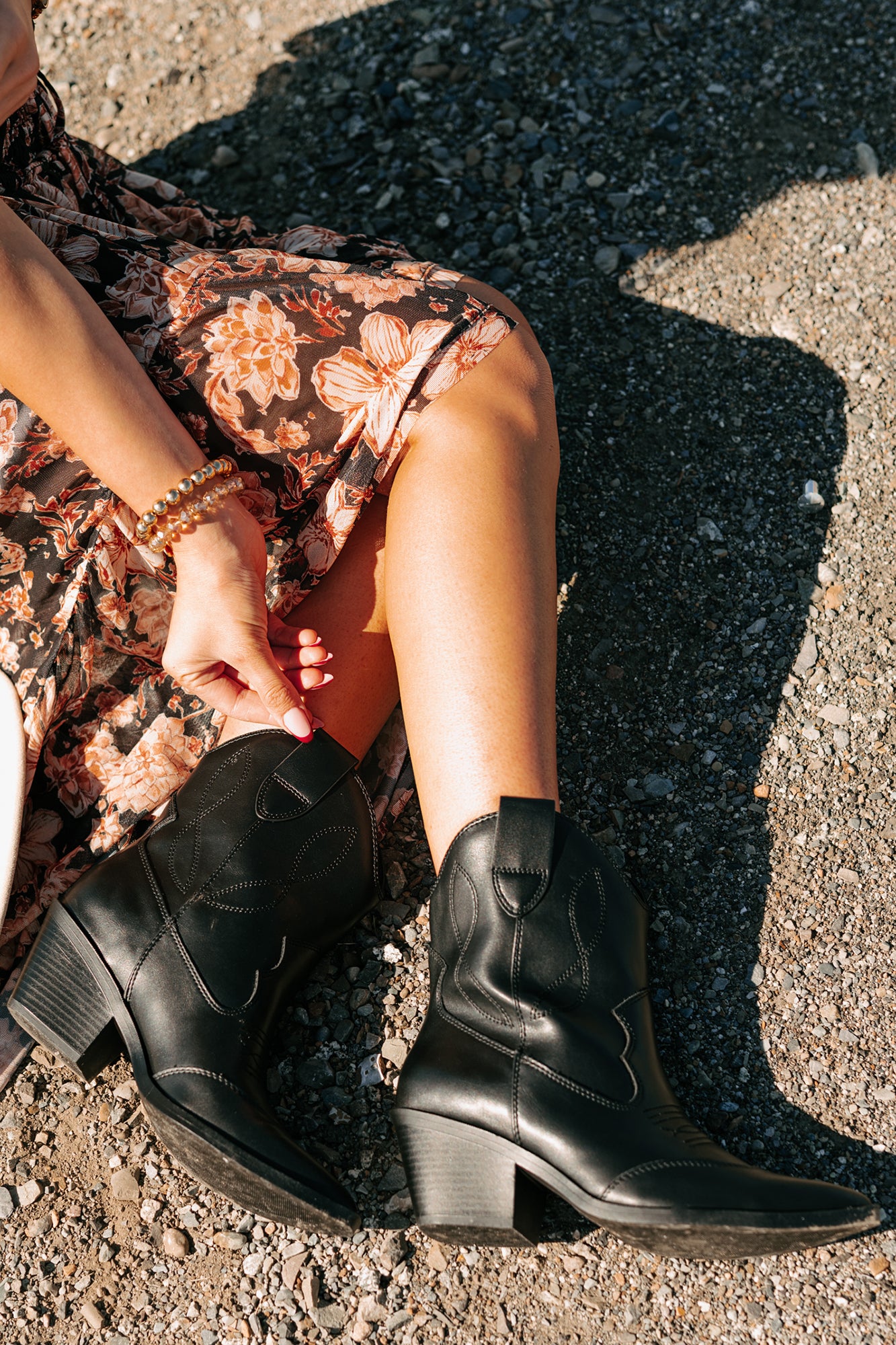Blossom & Boots Pointed Toe Western Booties (Black) - NanaMacs