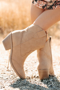 Blossom & Boots Pointed Toe Western Booties (Camel) - NanaMacs
