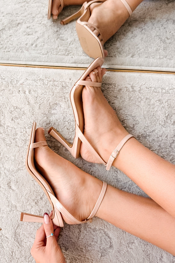 Deal With Me Ankle Strap High Heels (Nude) - NanaMacs