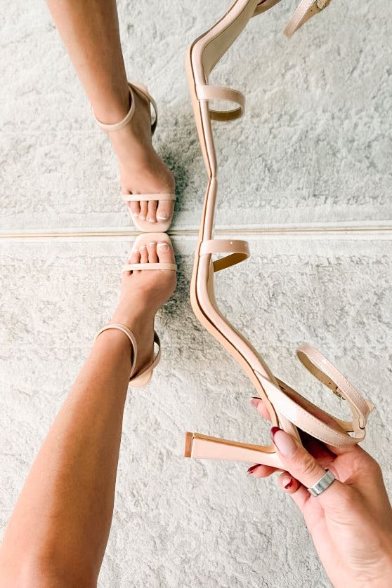 Deal With Me Ankle Strap High Heels (Nude) - NanaMacs