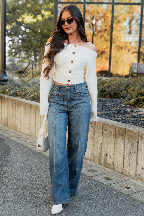 Elise Vintage Baggy Wide Leg Hidden Jeans (Medium) - NanaMacs