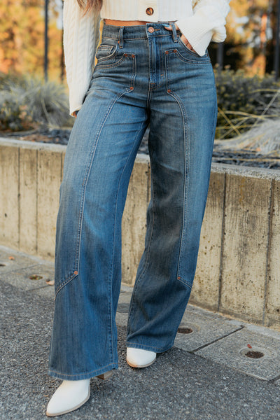 Elise Vintage Baggy Wide Leg Hidden Jeans (Medium) - NanaMacs