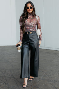 More Than Usual Wide-Leg Faux Leather Pant (Black) - NanaMacs