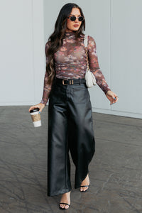 Look Don’t Touch Floral Mesh Fore Bodysuit (Burgundy/Multi) - NanaMacs